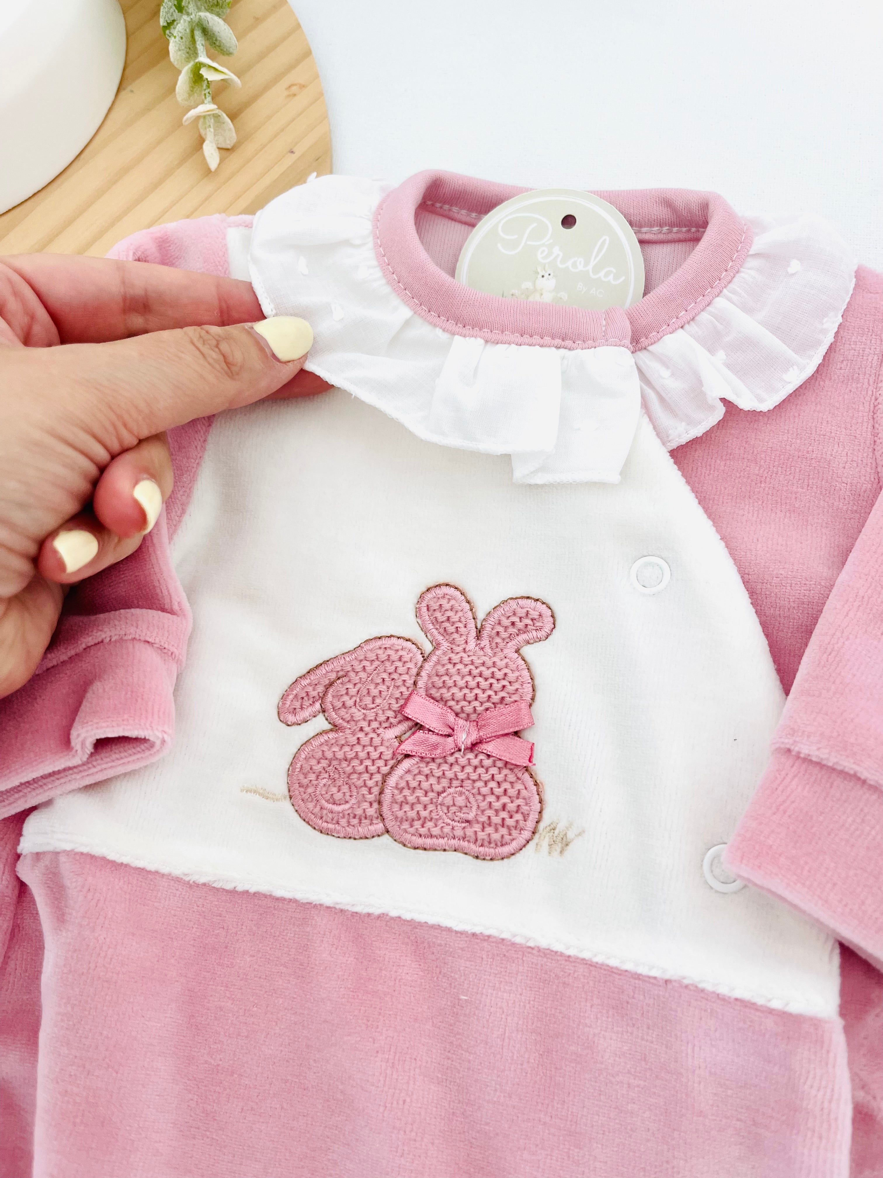 Babygrow tema coelhinhos em malha