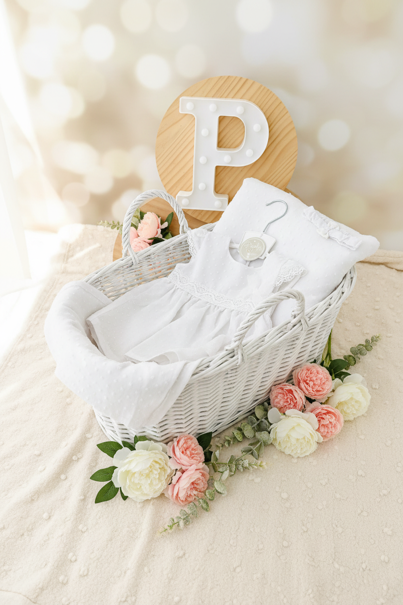 Conjunto plumeti branco: vestido e fita