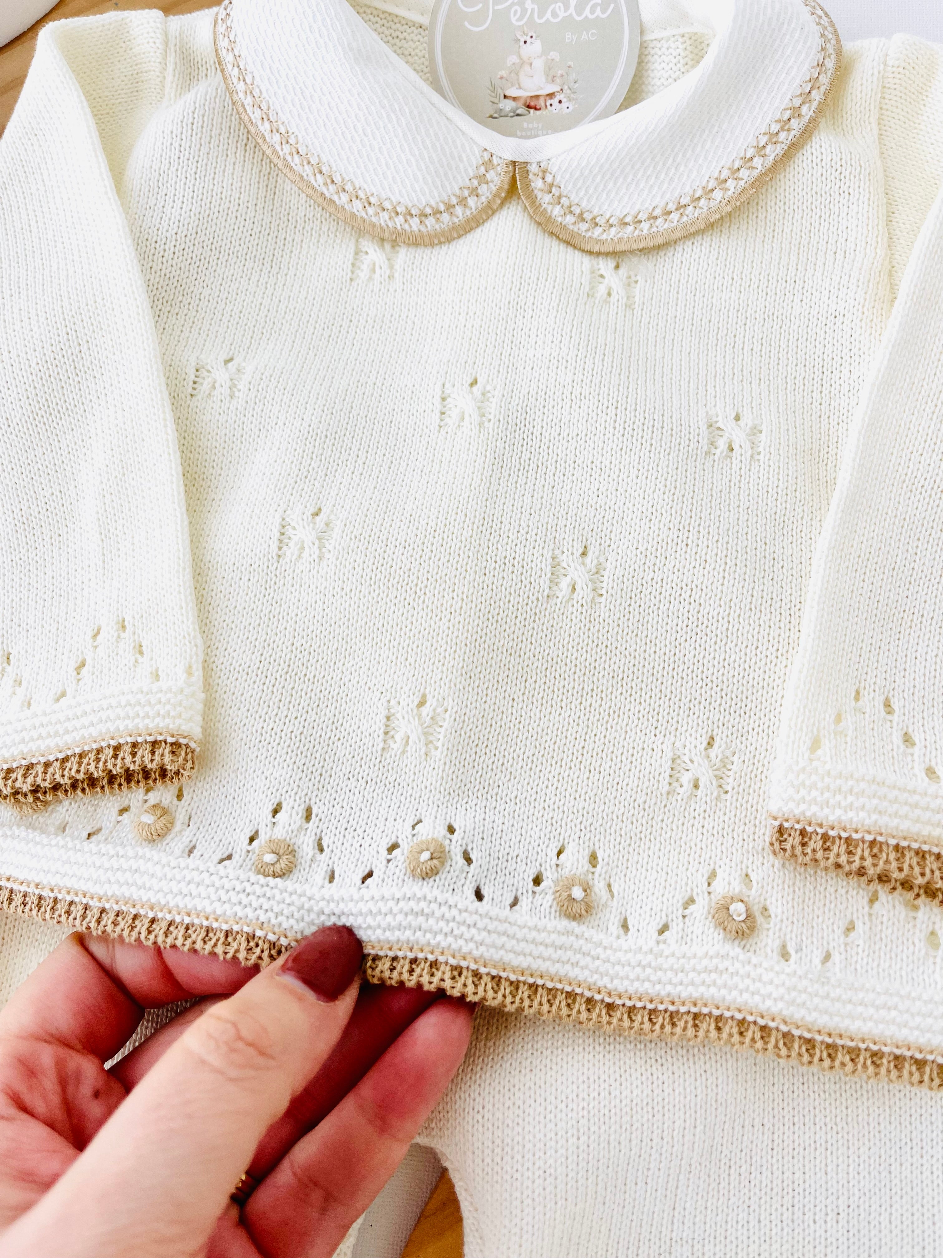 Conjunto malha 100% algodão: camisola, calças e gorro