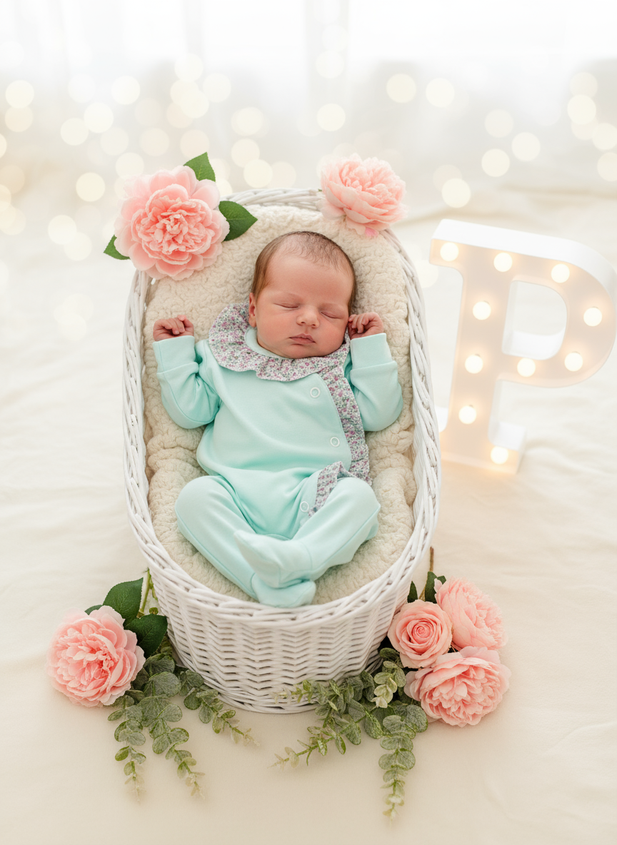 Babygrow em algodão - tema flores