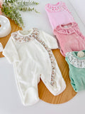 Babygrow tema flores em VELUDO