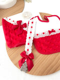 Pack bebé vermelho : Babete, fralda e prende chupetas