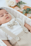 Conjunto especial cerimónia para menino: calções, camisa e laço