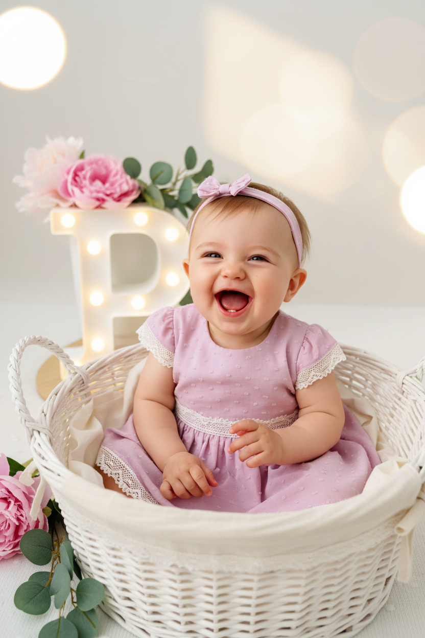 Conjunto plumeti rosa: vestido e fita