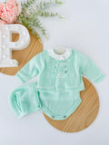 Conjunto 4 peças: fofo, blusa, touca e casaco