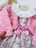 Conjunto Clarinha: casaco, vestido e camisola com golinha