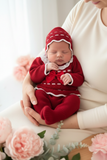 Conjunto princesinha de malha com bordado inglês