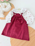 Conjunto Bordeaux em bombazine: vestido e blusa 3M 6M 12M