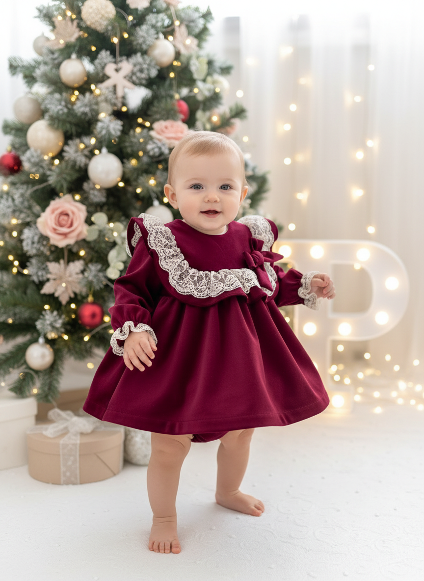 Vestido e tapa fraldas em veludo coleção premium