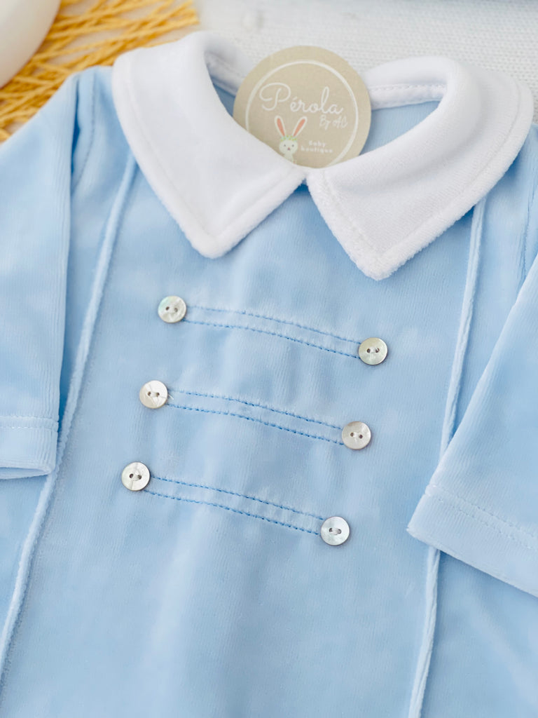 Babygrow Madrepérola veludo gola bico
