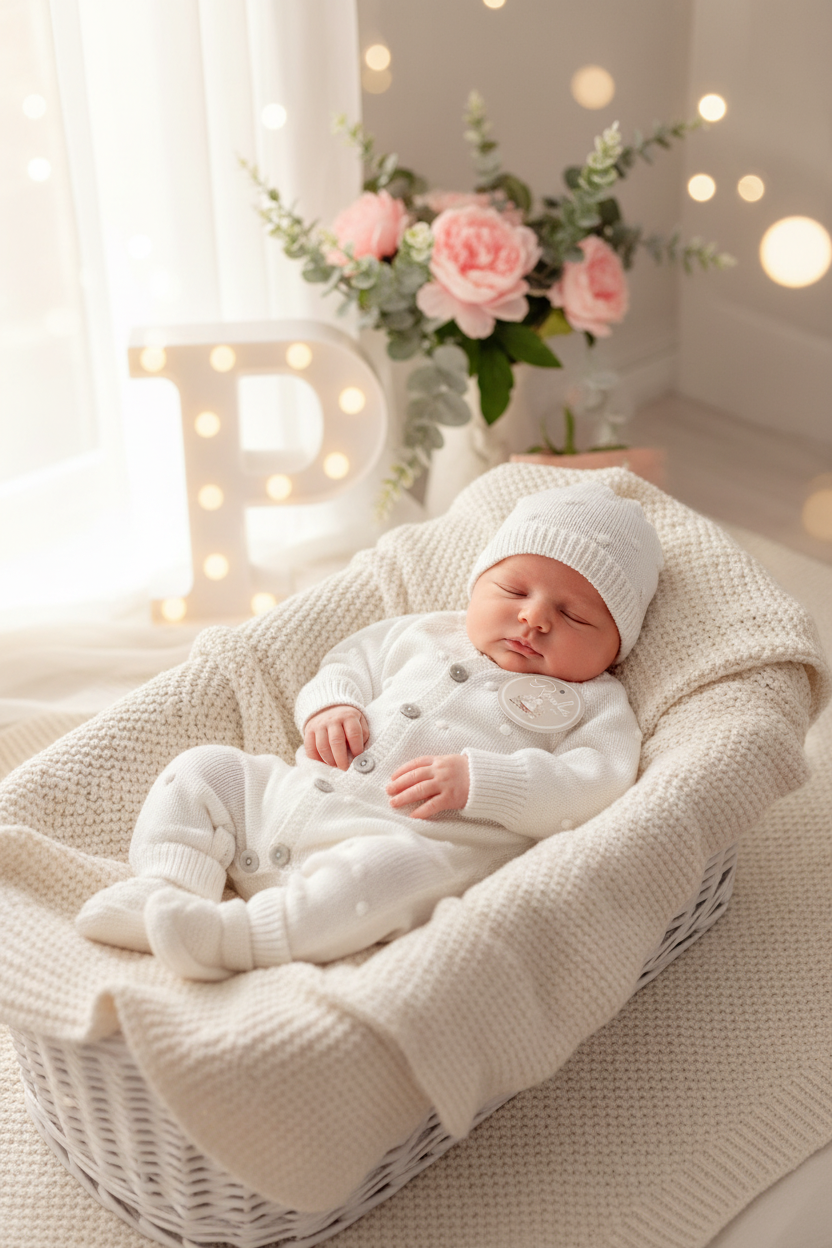 Conjunto bolinhas unissexo: macacão, gorro e carapins de malha algodão 3M e 6M