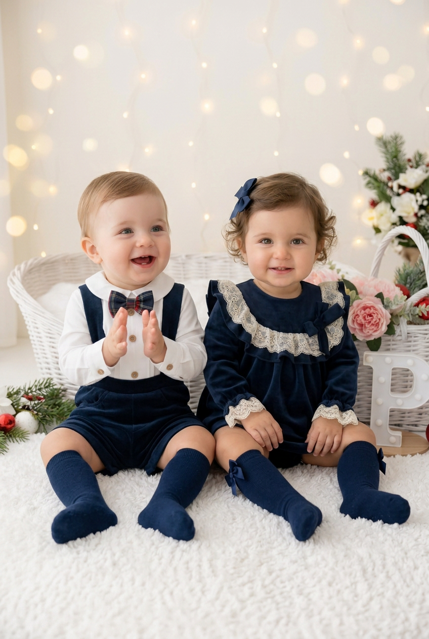 Vestido e tapa fraldas em veludo coleção premium