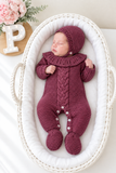 Babygrow e touca em beringela