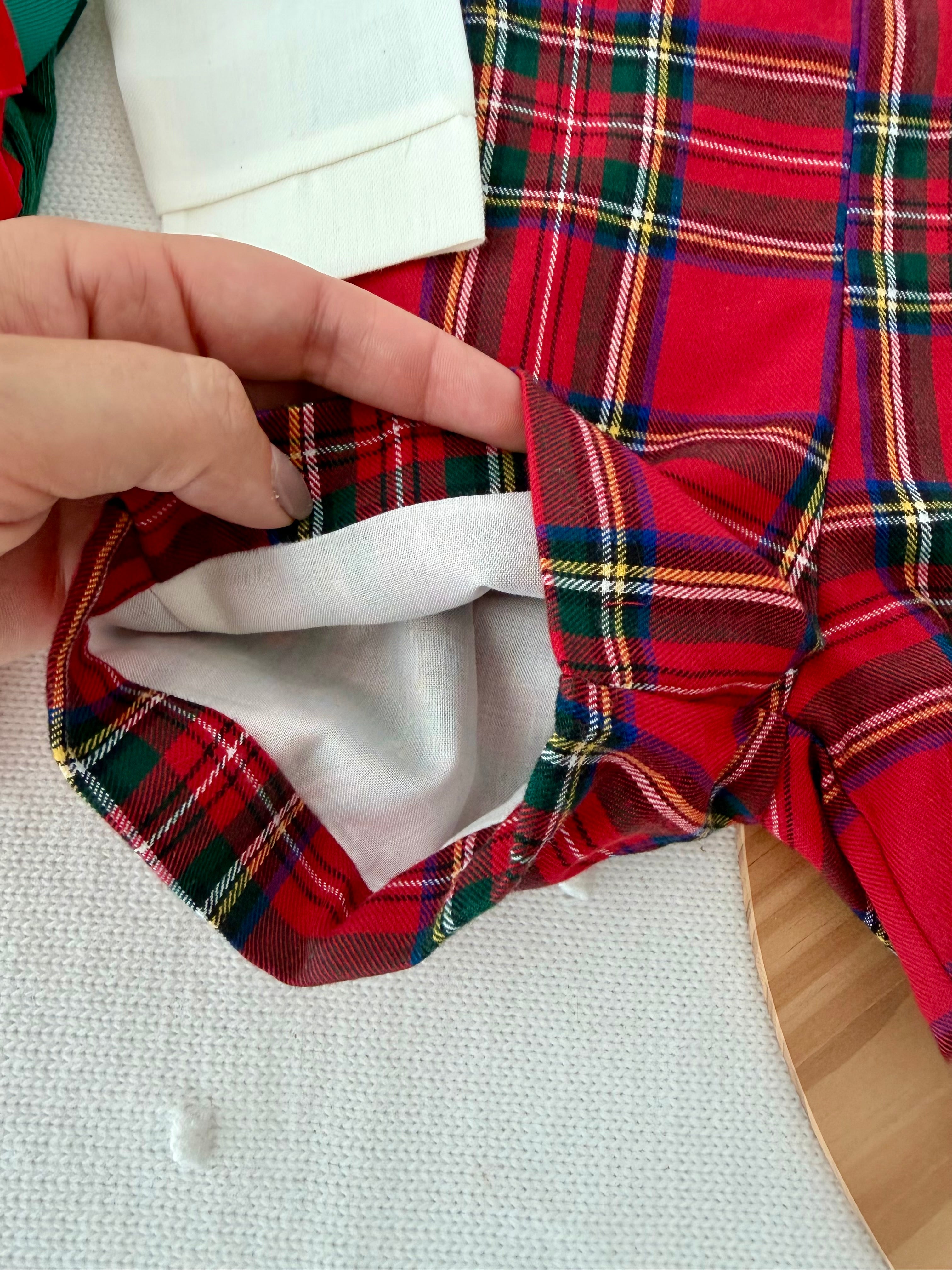 Conjunto xadrez vermelho  menino 6-12-18M