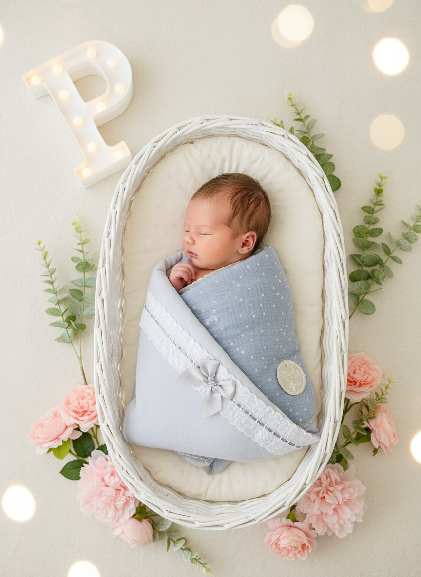 Manta estrelinhas em musselina com laço