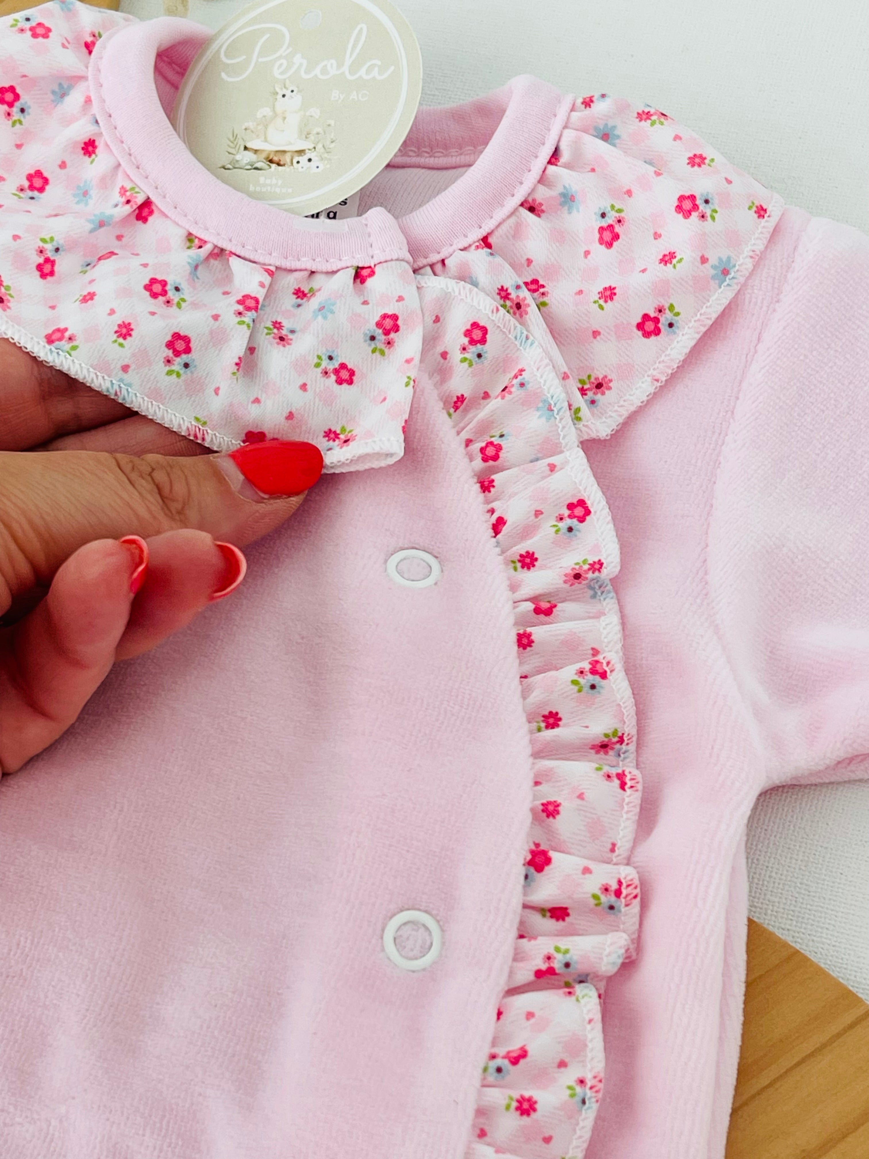 Babygrow tema flores em VELUDO