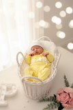 Conjunto primeira roupinha veludo em Amarelo