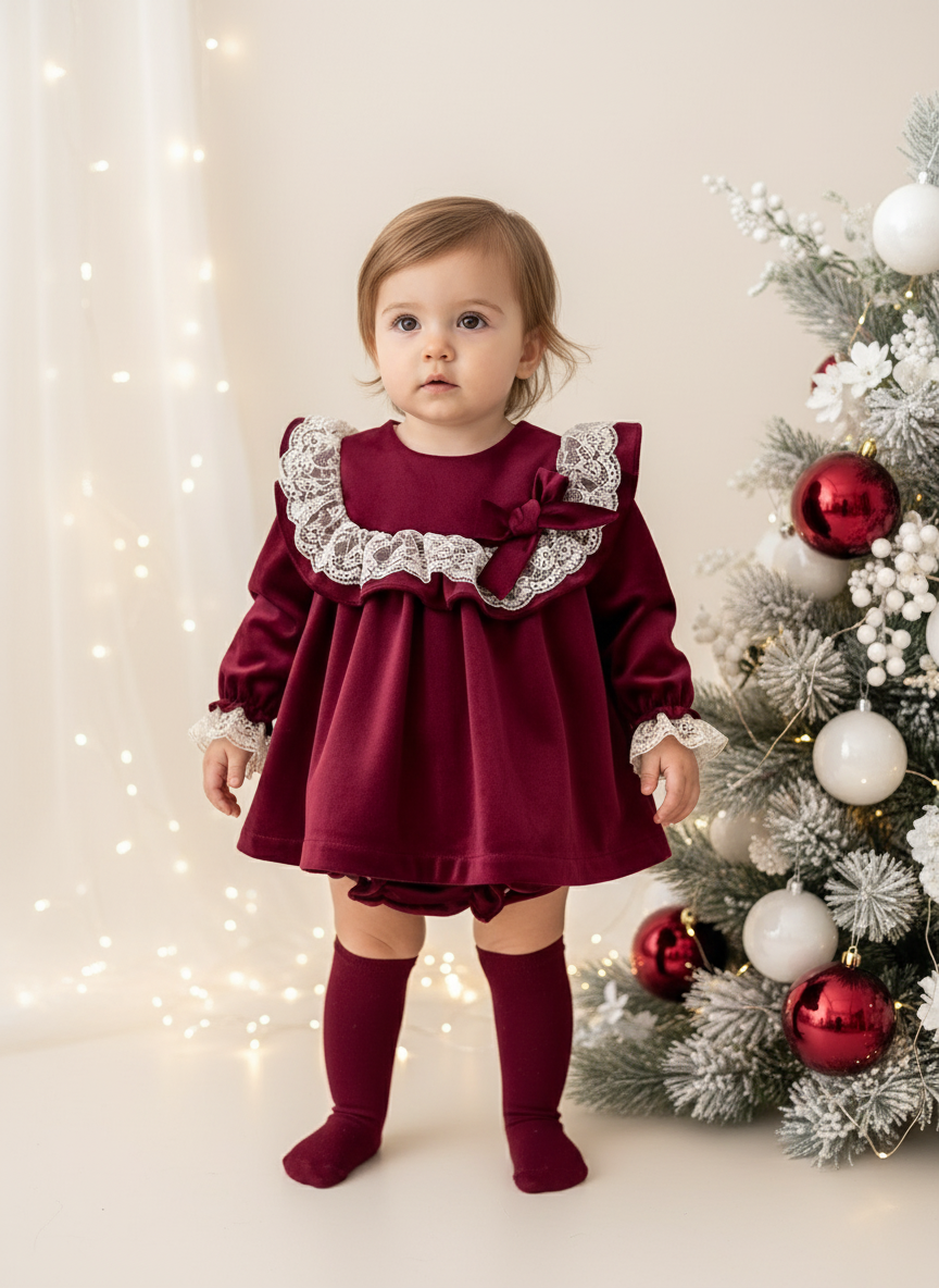 Vestido e tapa fraldas em veludo coleção premium