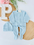 Conjunto malha torcidos: camisola, calças e gorro