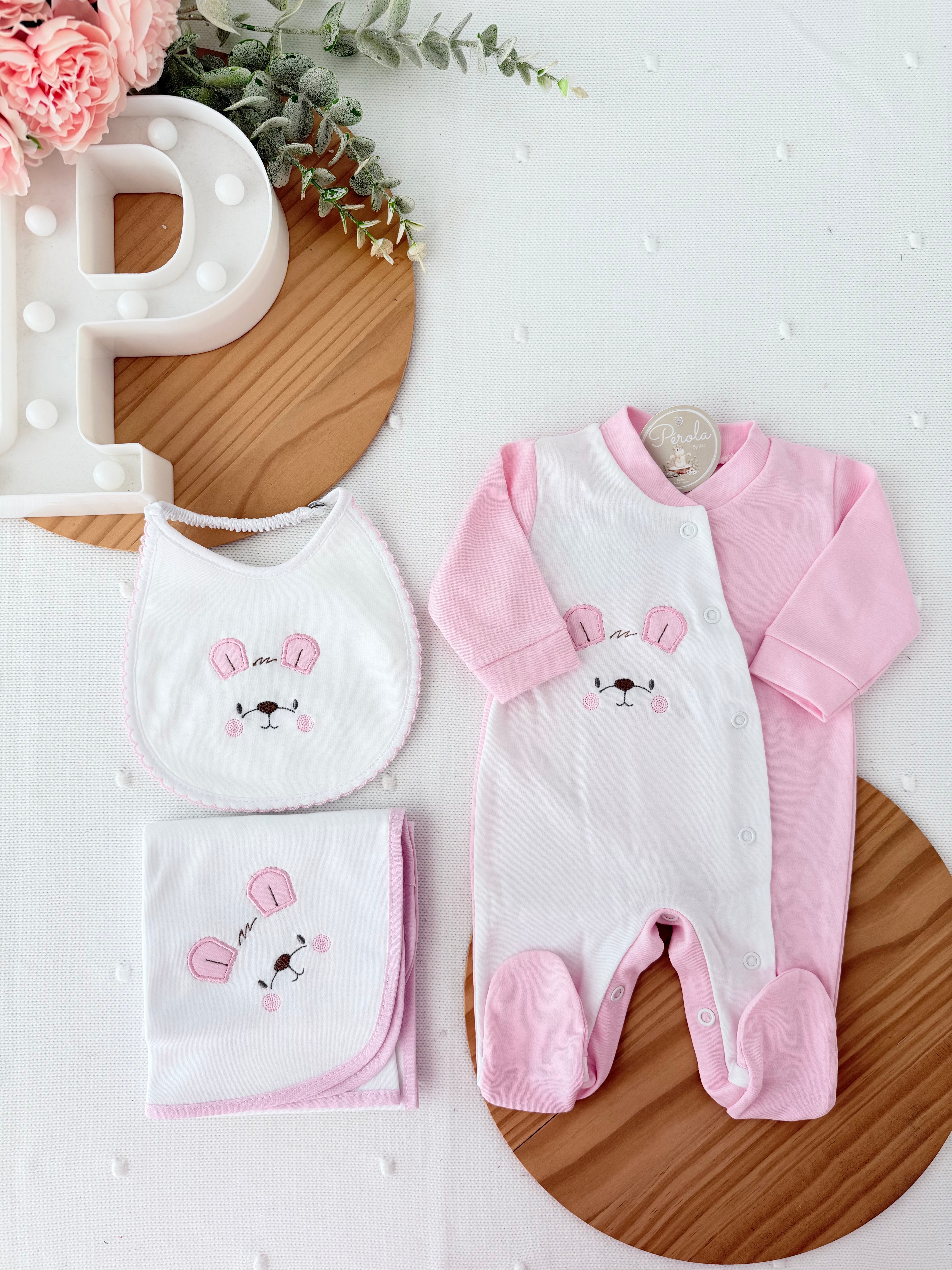 Babygrow tema orelhinhas algodão