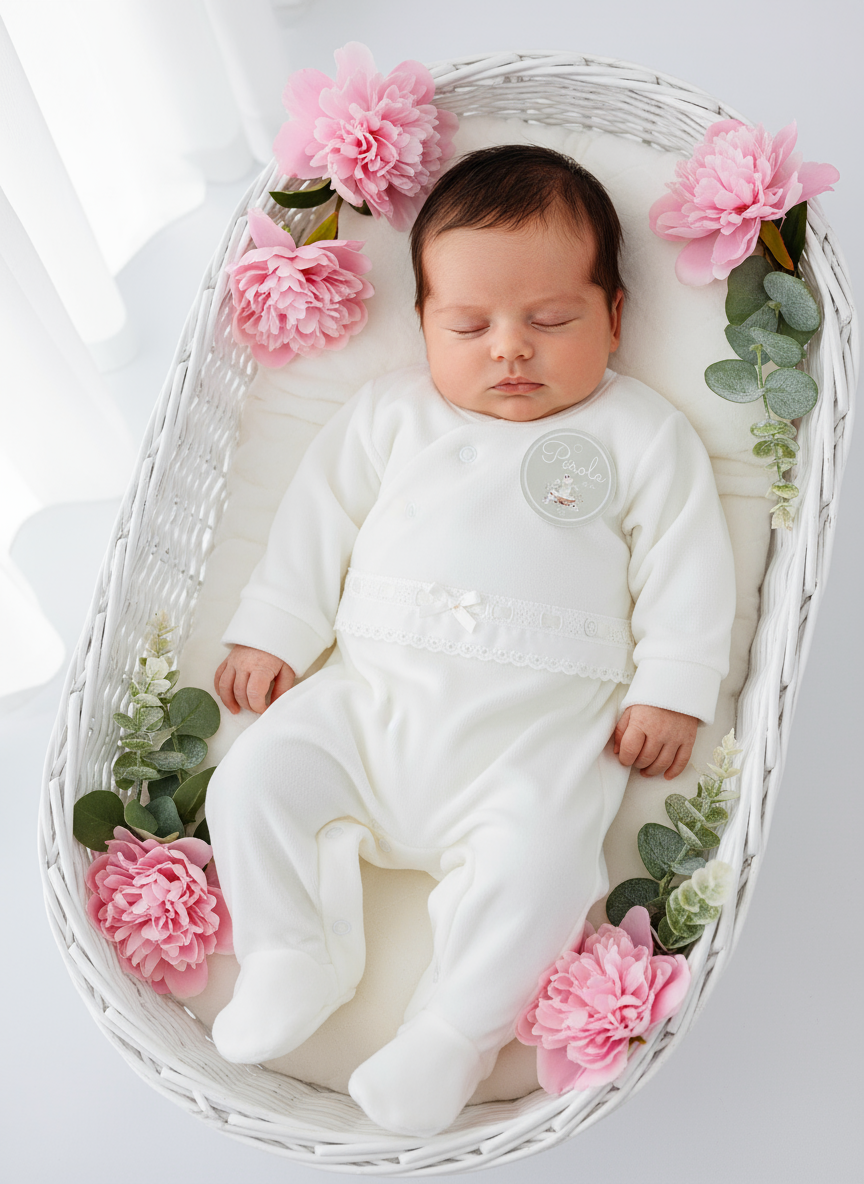 Babygrow pérola em veludo