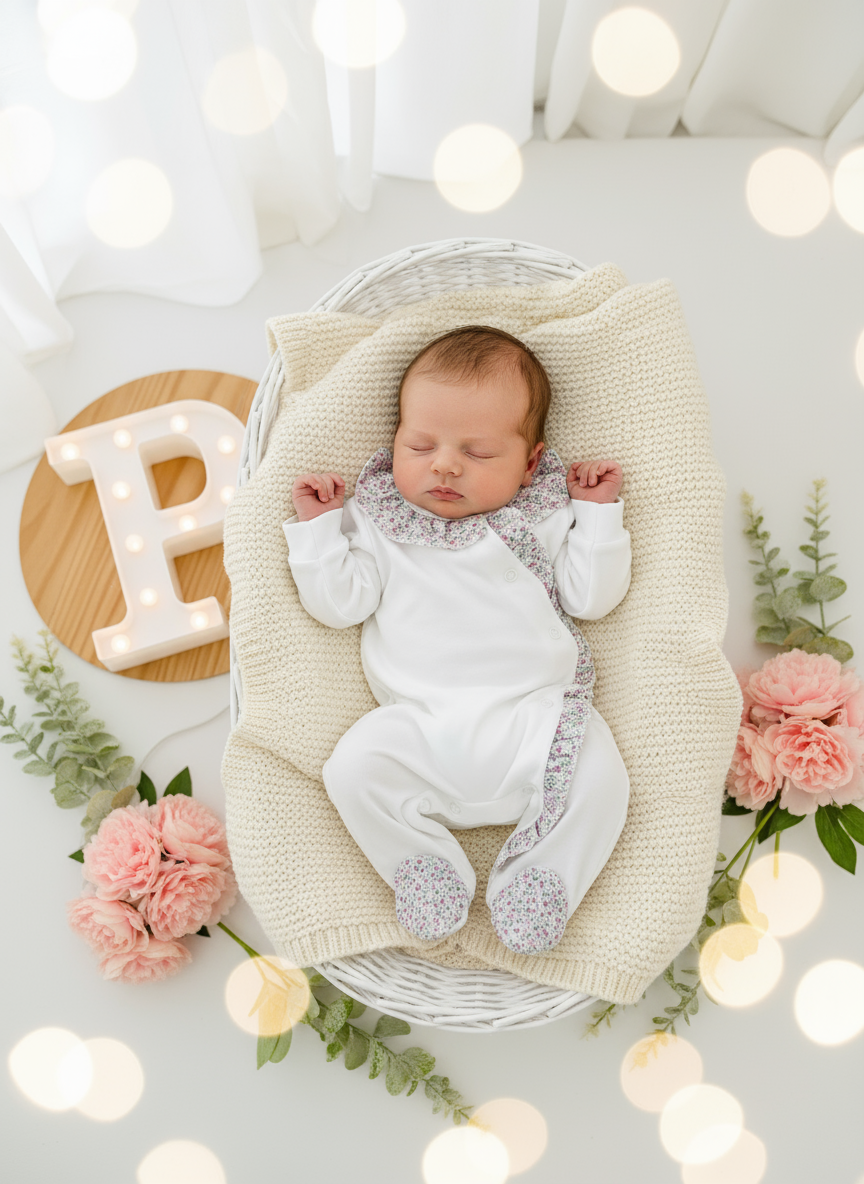 Babygrow em algodão - tema flores