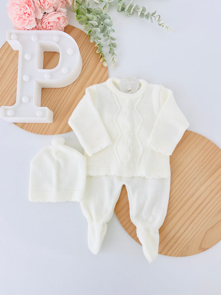 Conjunto malha torcidos: camisola, calças e gorro