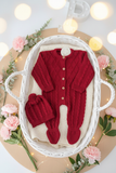 Saída de maternidade vermelho: macacão e gorro Outono Inverno