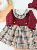 Vestido e touca de malha Bordeaux