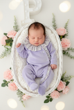 Babygrow lilás tema flores em VELUDO