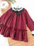 Vestido tartan com detalhes em verde