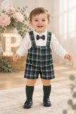 Conjunto xadrez verde menino 6-12-18M