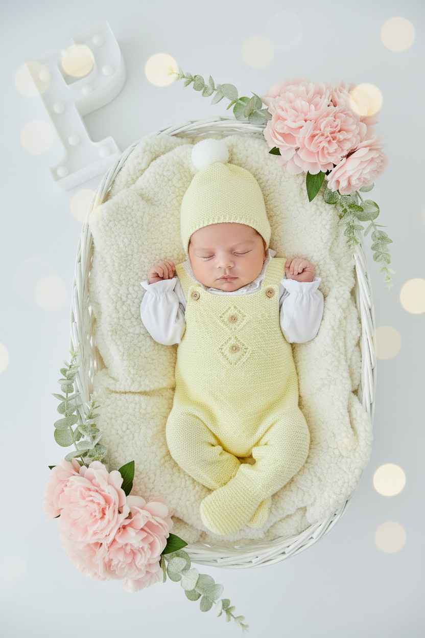 Saída de maternidade: blusa, gorro e jardineiras pé