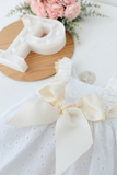 Conjunto cerimónia pérola: vestido e tapa fraldas