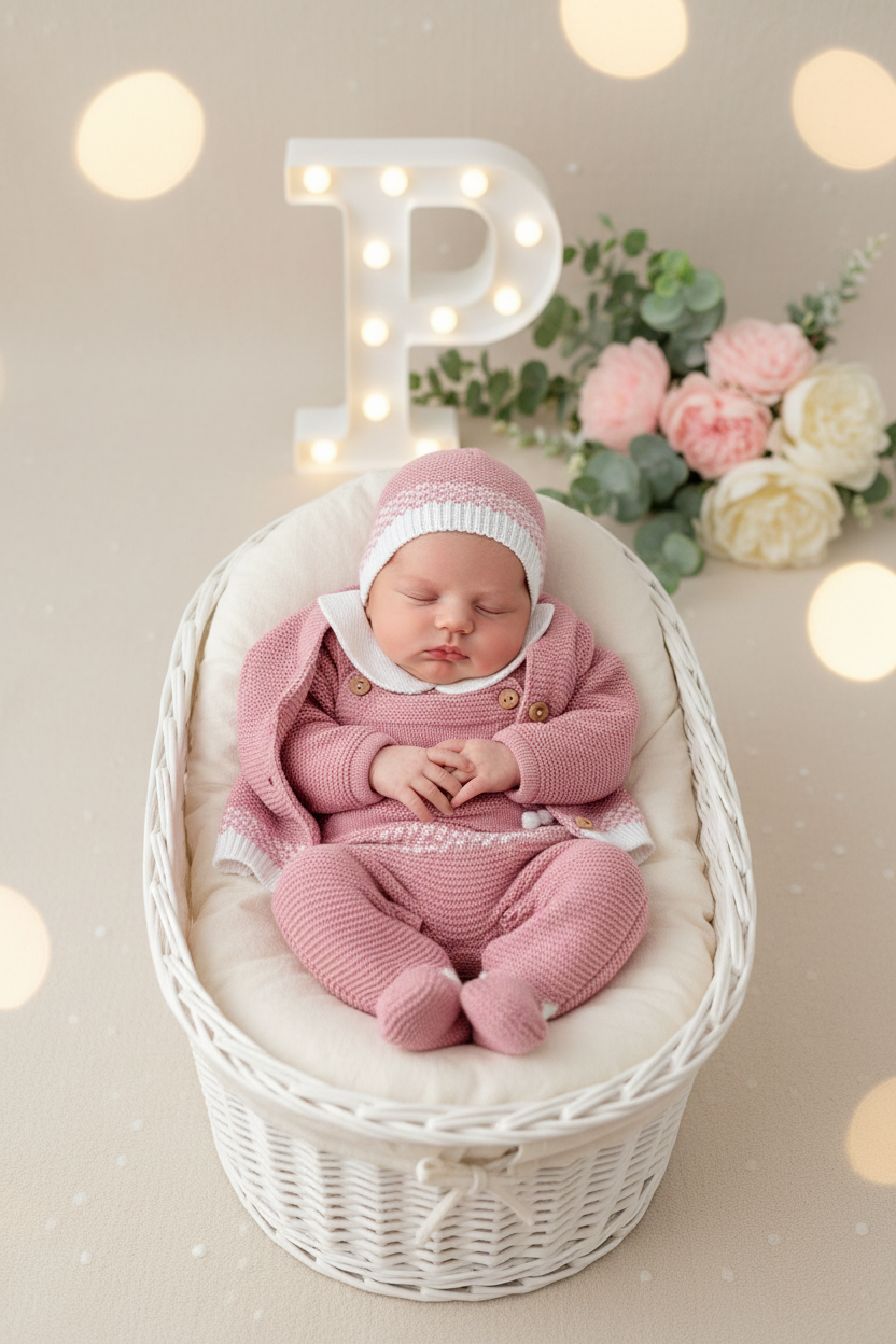 Saída de maternidade ursinho- casaco, jardineiras, camisola e gorro