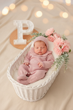 Babygrow e touca Rosa Velho em malha Outono Inverno