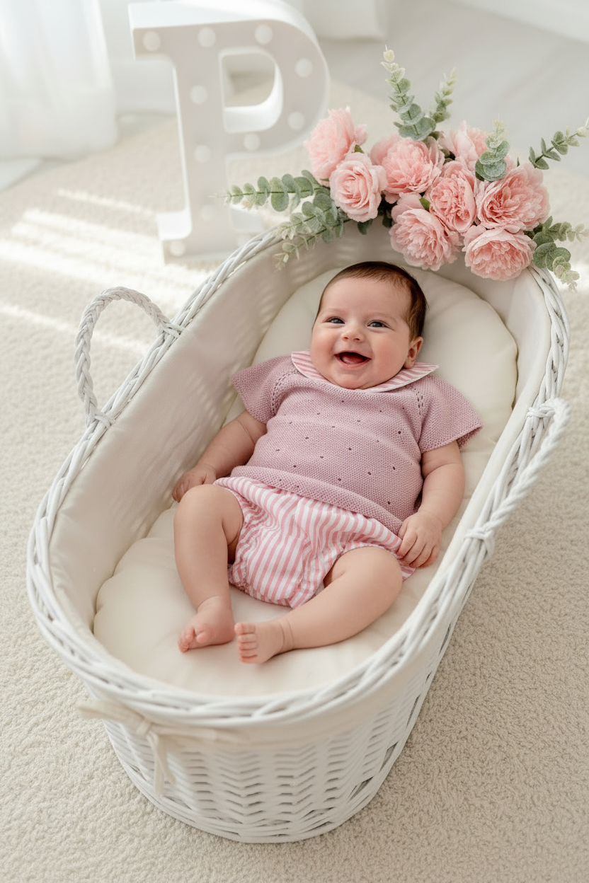 Conjunto riscas rosa: camisola e tapa fraldas