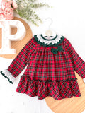 Vestido tartan com detalhes em verde