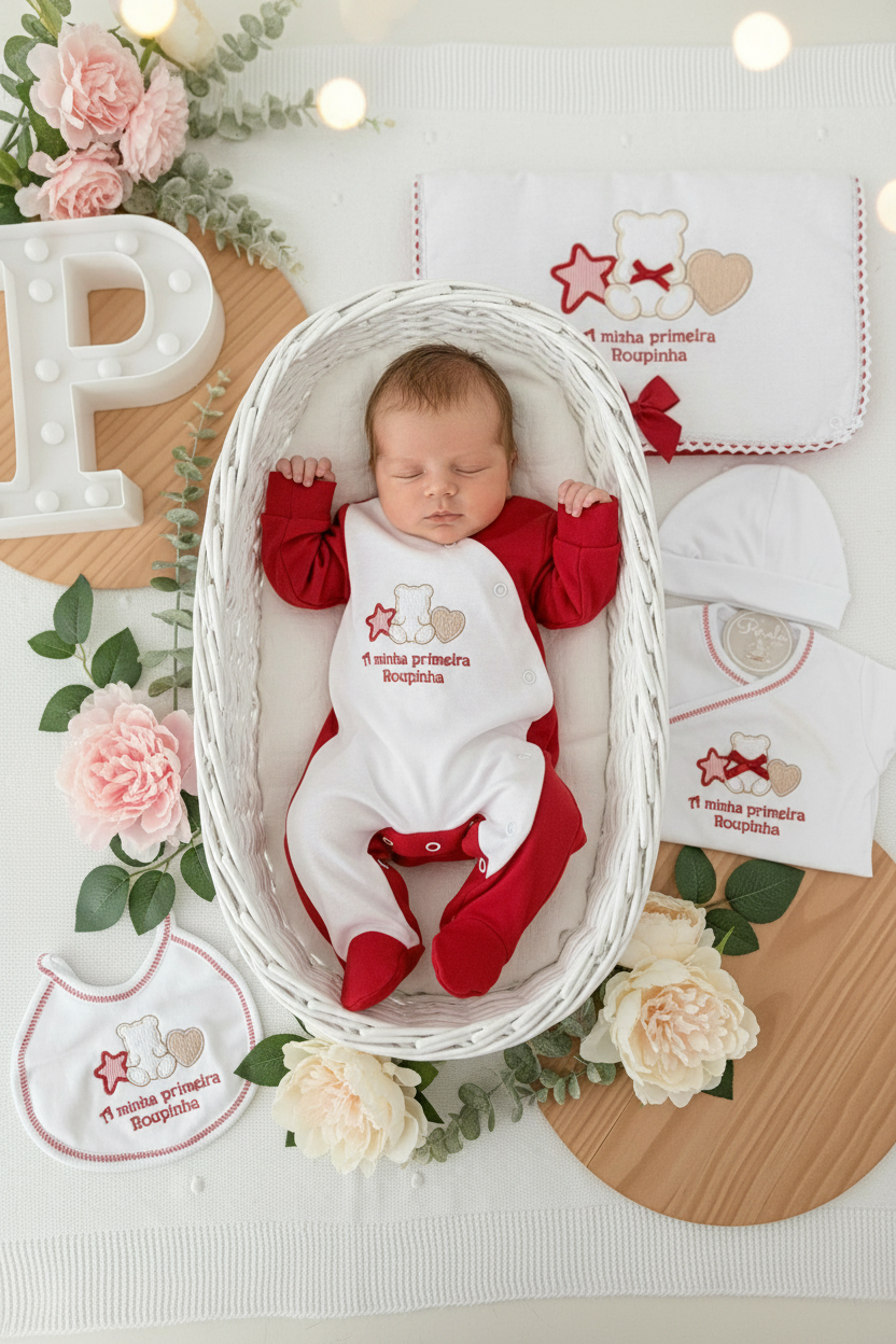 Conjunto primeira roupinha em vermelho - 6 peças