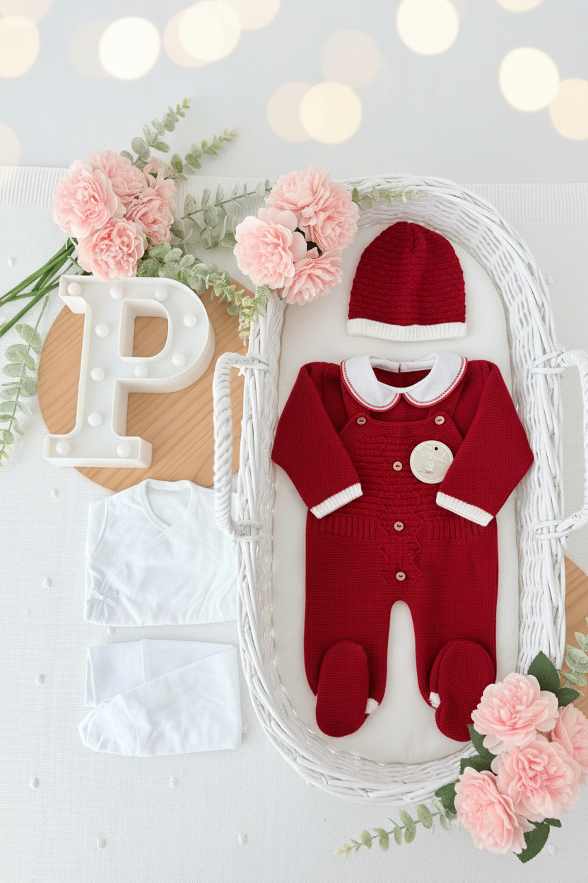 Pack Saída de Maternidade Vermelho · 5 Peças