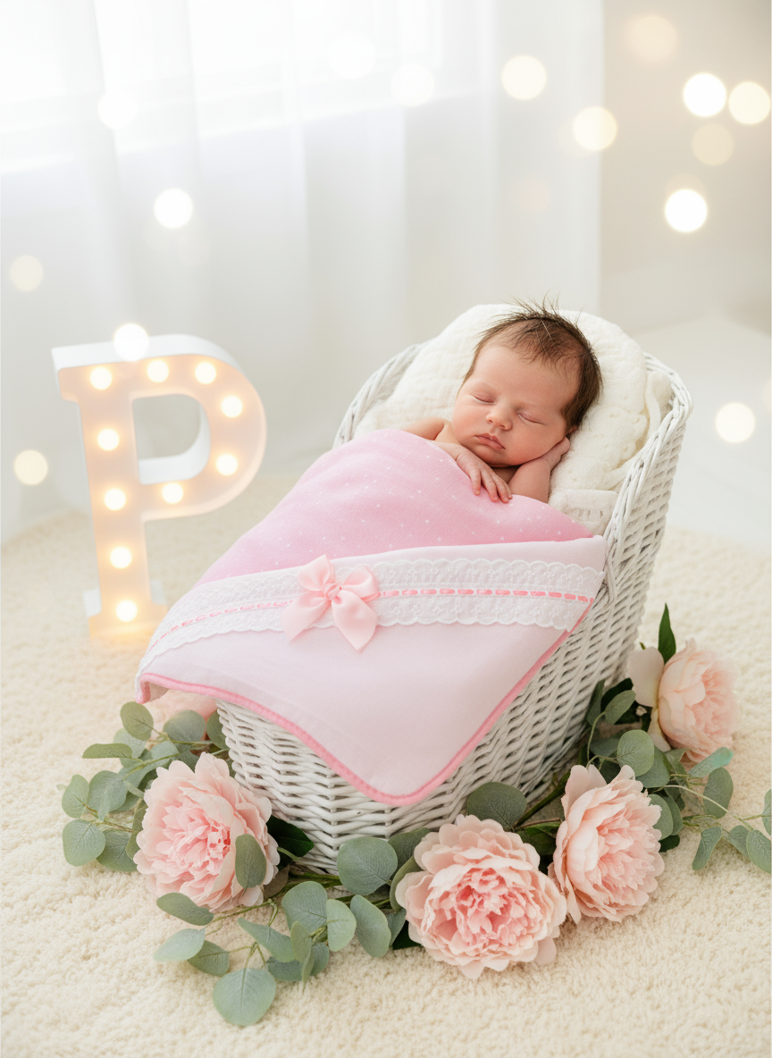 Manta estrelinhas em musselina com laço