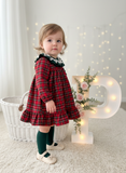 Vestido tartan com detalhes em verde