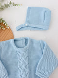 Babygrow e touca azul- saída de maternidade