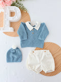 Conjunto Azulão: Camisola,gorro e calções - Primavera Verão