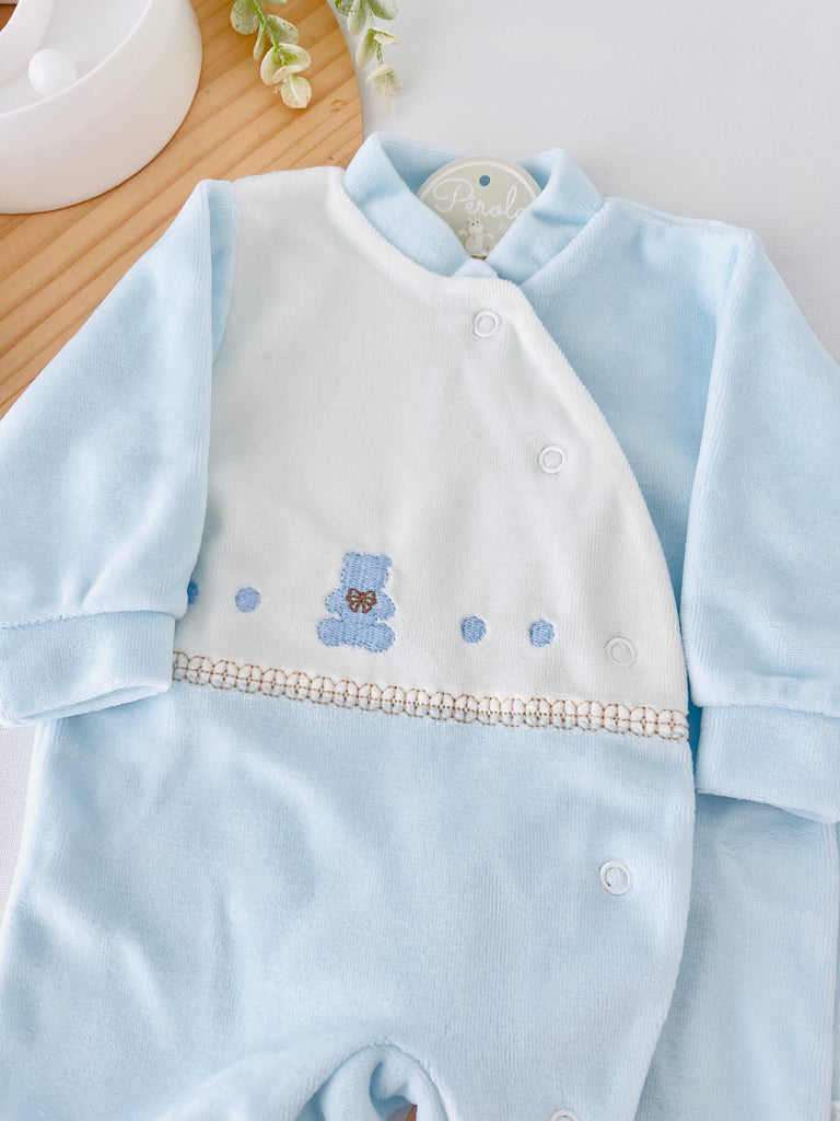 Babygrow azul em veludo