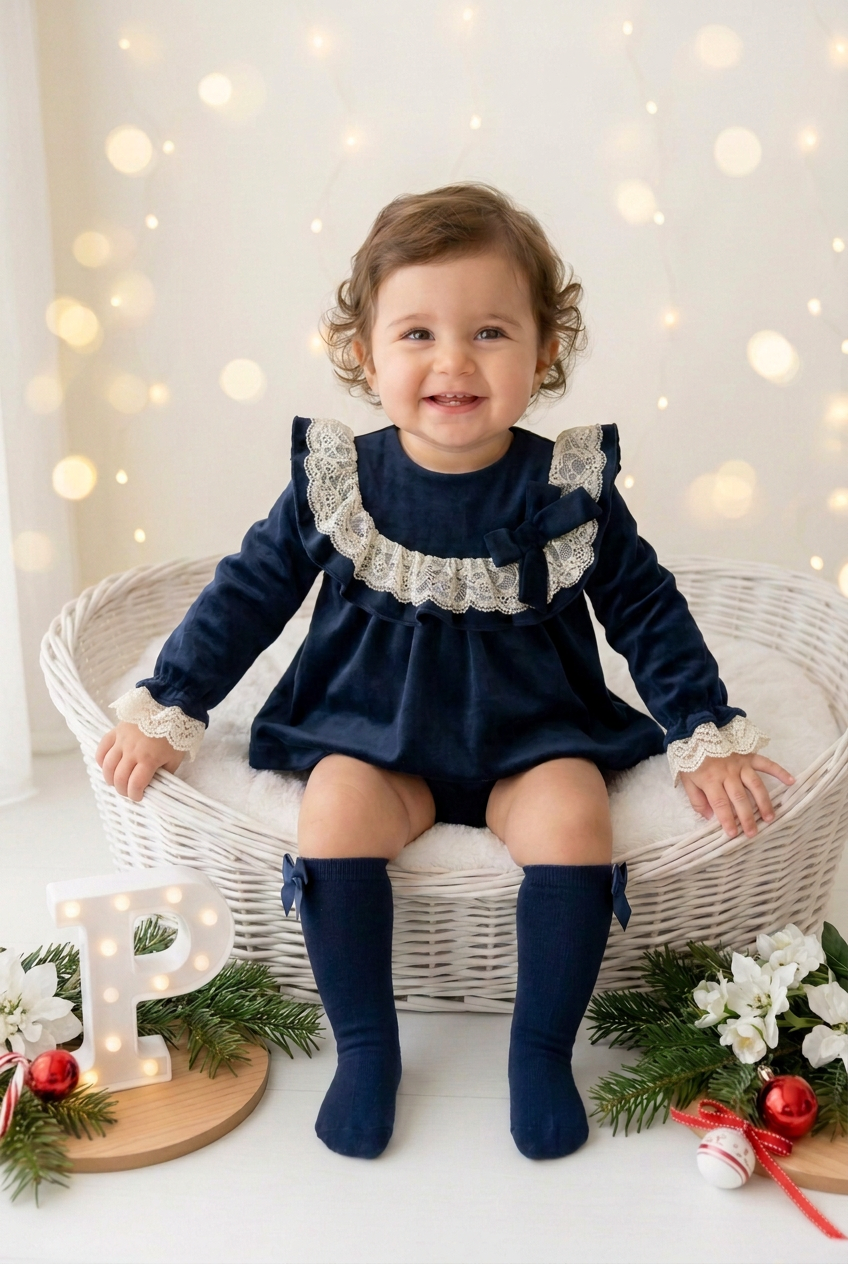 Vestido e tapa fraldas em veludo coleção premium