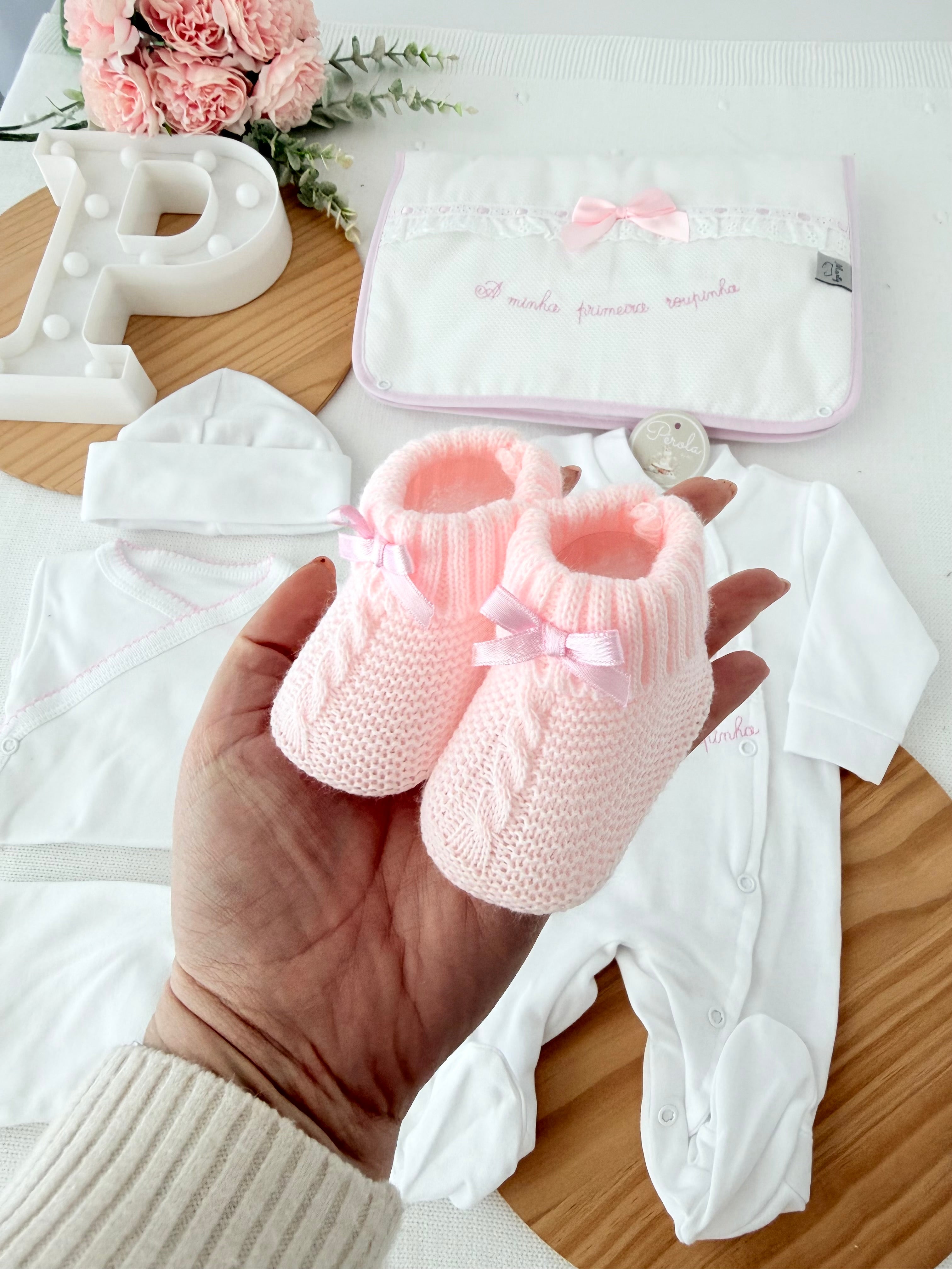 Conjunto primeira roupinha algodão tema renda- oferta carapins