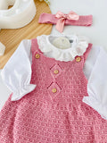Conjunto: vestido, blusa e fita com laço