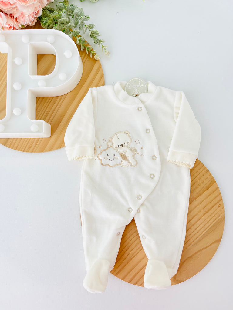 Babygrow veludo pérola