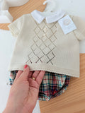 Conjunto bege unissexo: camisola e tapa fraldas 1/3M